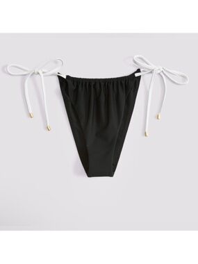 abercrombie & fitch black bikini bottom with white ties